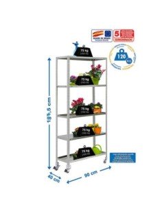 Estantería de Jardín SIMONGARDEN comfort con Ruedas 5/400 galvanizada/galvanizada