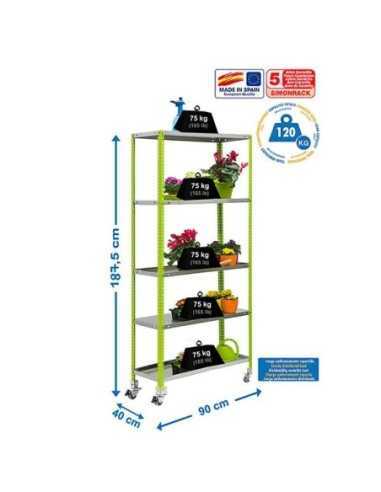 Estantería de Jardín SIMONGARDEN comfort con Ruedas 5/400 verde/galvanizada