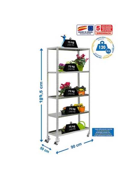 Estantería de Jardín SIMONGARDEN comfort con Ruedas 5/500 galvanizada/galvanizada