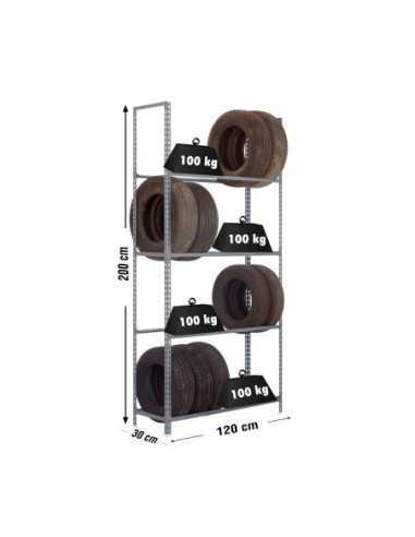Estantería SIMONRACK Autoclick llantas megaplus 4/300 gris | Estantería para neumáticos SimonRack sin tornillos