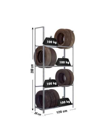 Estantería SIMONRACK Autoclick llantas megaplus 4/300 gris | Estantería para neumáticos SimonRack sin tornillos