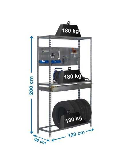 Estantería SIMONRACING box megaplus 3/400 gris | Estantería SimonRacing móvil con accesorios incluidos