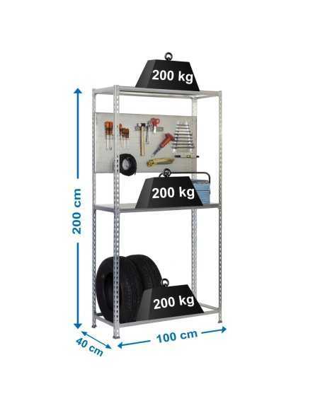 Estantería SIMONRACING plus 3/400 galvanizada | Estantería SimonRacing móvil con accesorios incluidos
