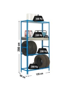 Estantería SIMONGARAGE box megaplus 4/400 azul/galva