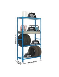 Estantería SIMONGARAGE box plus 4/400 azul/galva