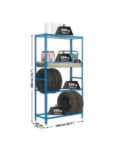 Estantería SIMONGARAGE box plus 4/400 azul/galva