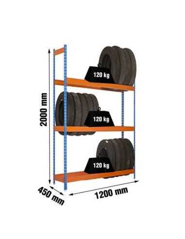 Estantería SIMONRACK Autoforte 1204-3 azul/naranja | Estantería para neumáticos SimonRack sin tornillos