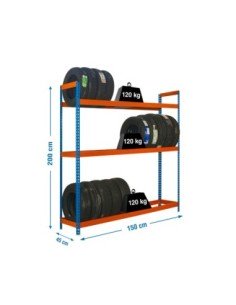 Estantería SIMONRACK Autoforte 1504-3 azul/naranja | Estantería para neumáticos SimonRack sin tornillos