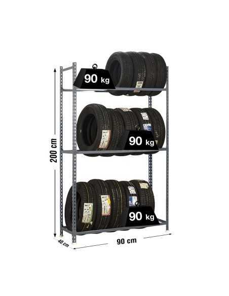 Estantería SIMONRACK Autoclick ruedas 3/400 gris | Estantería para neumáticos SimonRack sin tornillos