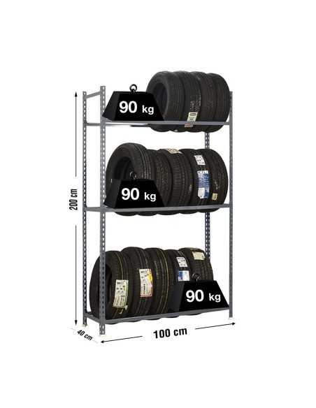 Estantería SIMONRACK Autoclick ruedas plus 3/400 gris | Estantería para neumáticos SimonRack sin tornillos