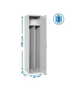 Armario Taquilla Simonlocker Profesional dism.single-div 1/1 400 ini gris | Taquilla metálica SimonLocker para vestuarios y ofic