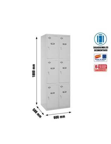 Armario Taquilla Simonlocker desm. 3 puertas 2/6 300 (600) gris