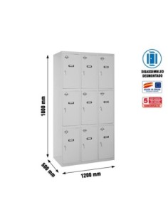 Armario Taquilla SIMON LOCKER desm. 3 puertas 3/9 400 (1200) gris 2