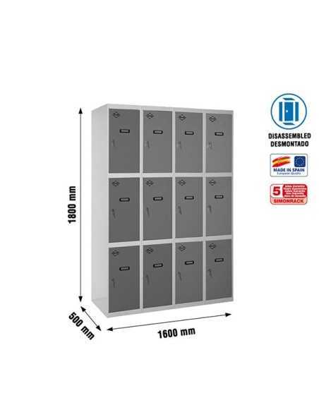 Armario Taquilla SIMON LOCKER desm. 3 puertas 4/12 400 (1600) gr/an | Taquilla metálica SimonLocker para vestuarios y oficinas