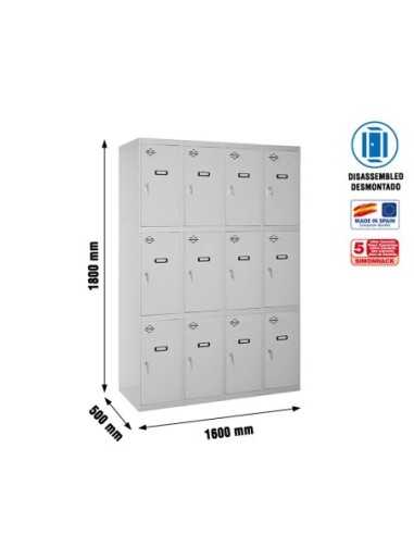 Armario Taquilla SIMON LOCKER desm. 3 puertas 4/12 400 (1600) gri | Taquilla metálica SimonLocker para vestuarios y oficinas