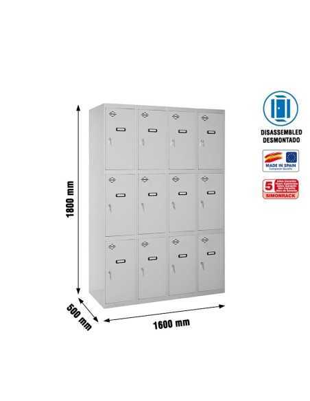 Armario Taquilla SIMON LOCKER desm. 3 puertas 4/12 400 (1600) gri | Taquilla metálica SimonLocker para vestuarios y oficinas