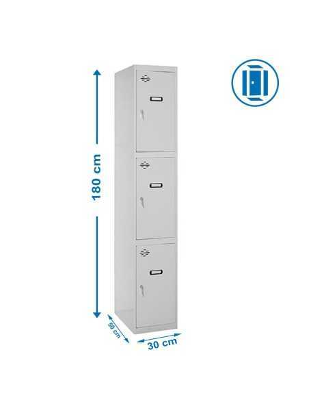 Armario Taquilla Simonlocker Profesional dism.3 puerta 1/3 300 in gris | Taquilla metálica SimonLocker para vestuarios y oficina