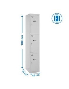 Armario Taquilla Simonlocker Profesional dism.3 puerta 1/3 400 in gris | Taquilla metálica SimonLocker para vestuarios y oficina