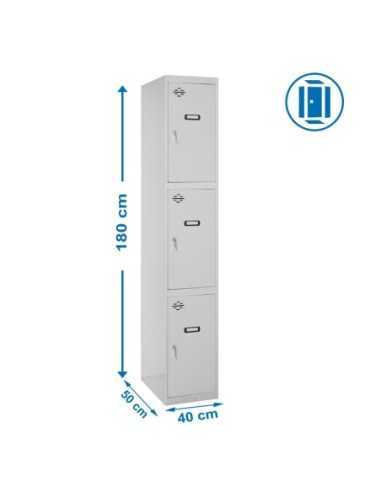 Armario Taquilla Simonlocker Profesional dism.3 puerta 1/3 400 in gris | Taquilla metálica SimonLocker para vestuarios y oficina