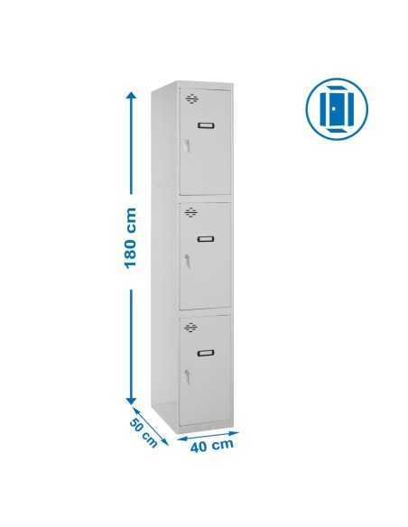 Armario Taquilla Simonlocker Profesional dism.3 puerta 1/3 400 in gris | Taquilla metálica SimonLocker para vestuarios y oficina