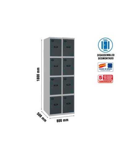 Armario Taquilla SIMON LOCKER desm. 4 puertas 2/8 400 (800) gr/an | Taquilla metálica SimonLocker para vestuarios y oficinas
