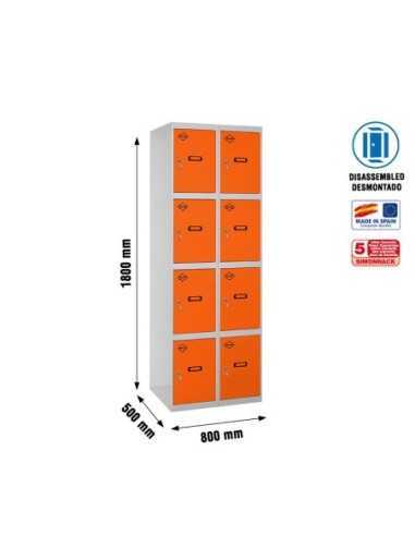 Armario Taquilla SIMON LOCKER desm. 4 puertas 2/8 400 (800) gr/na | Taquilla metálica SimonLocker para vestuarios y oficinas