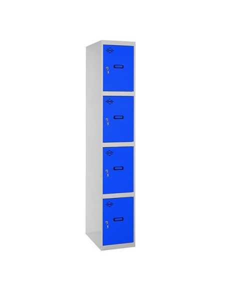 Armario Taquilla SIMON LOCKER Profesional dism.4 puerta 1/4 300 in Gris/Azul
