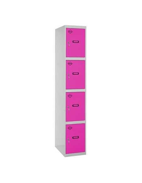 Armario Taquilla SIMON LOCKER Profesional dism.4 puerta 1/4 300 in Gris/Rosa