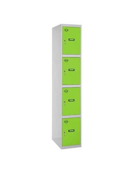 Armario Taquilla SIMON LOCKER Profesional dism.4 puerta 1/4 300 in Gris/Verde