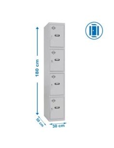 Armario Taquilla Simonlocker Profesional dism.4 puerta 1/4 300 in gris | Taquilla metálica SimonLocker para vestuarios y oficina
