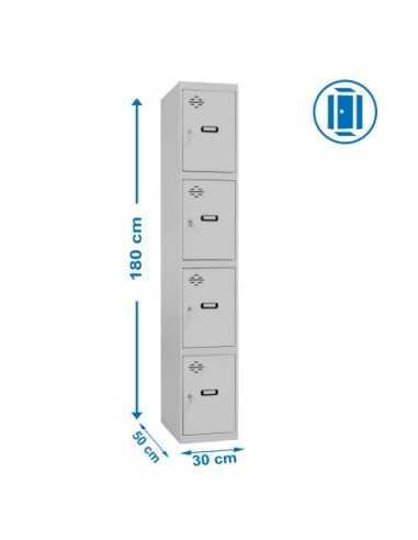 Armario Taquilla Simonlocker Profesional dism.4 puerta 1/4 300 in gris | Taquilla metálica SimonLocker para vestuarios y oficina