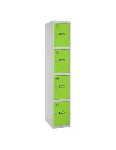 Armario Taquilla SIMON LOCKER Profesional dism.4 puerta 1/4 400 in Gris/Verde