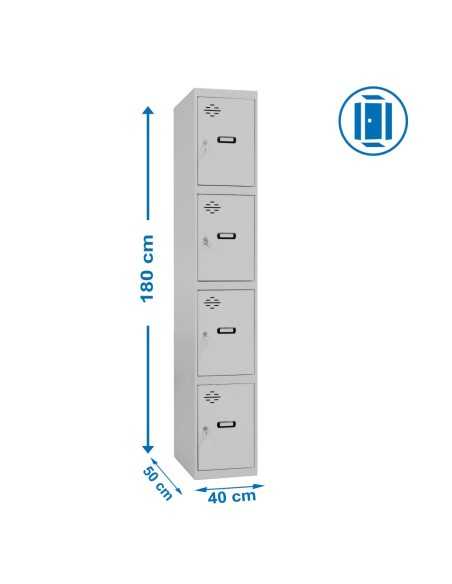 Armario Taquilla Simonlocker Profesional dism.4 puerta 1/4 400 in gris | Taquilla metálica SimonLocker para vestuarios y oficina