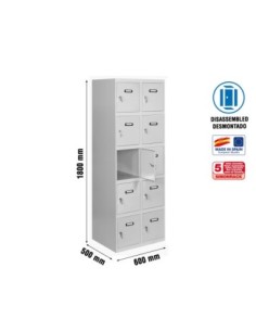 Armario Taquilla Simonlocker desm. 5 puertas 2/10 300 (600) gris