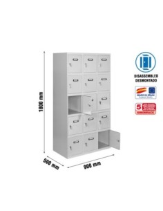 Armario Taquilla Simonlocker desm. 5 puertas 3/15 300 (900) gris 2