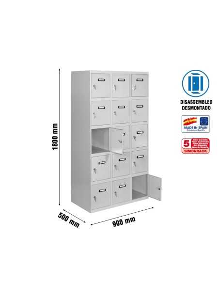Armario Taquilla Simonlocker desm. 5 puertas 3/15 300 (900) gris
