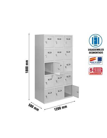 Armario Taquilla SIMON LOCKER desm. 5 puertas 3/15 400 (1200) gri | Taquilla metálica SimonLocker para vestuarios y oficinas