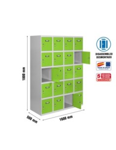 Armario Taquilla SIMON LOCKER desm. 5 puertas 4/20 400 (1600) gr/ve | Taquilla metálica SimonLocker para vestuarios y oficinas