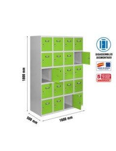 Armario Taquilla SIMON LOCKER desm. 5 puertas 4/20 400 (1600) gr/ve | Taquilla metálica SimonLocker para vestuarios y oficinas