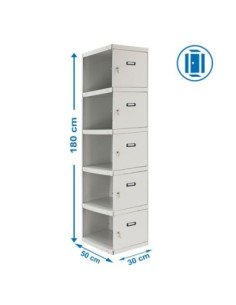 Armario Metálico SIMONRACK Simonlocker Profesional dism.5 puerta 1/5 300 adi gris | Taquilla metálica SimonLocker para vestuario