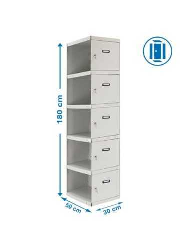 Armario Metálico SIMONRACK Simonlocker Profesional dism.5 puerta 1/5 300 adi gris | Taquilla metálica SimonLocker para vestuario
