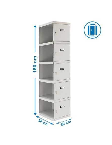 Armario Metálico SIMONRACK Simonlocker Profesional dism.5 puerta 1/5 300 adi gris | Taquilla metálica SimonLocker para vestuario