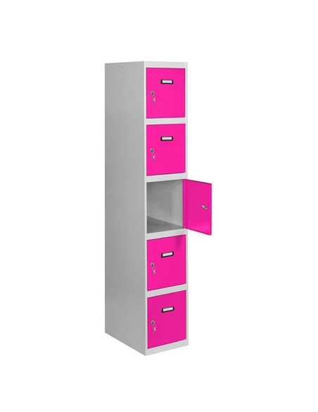 Armario Taquilla SIMON LOCKER Profesional dism.5 puerta 1/5 300 in Gris/Rosa