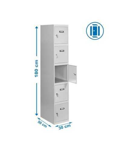 Armario Metálico SIMONRACK Simonlocker Profesional dism.5 puerta 1/5 300 in gris | Taquilla metálica SimonLocker para vestuarios
