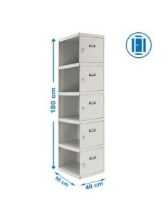 Armario Metálico SIMONRACK Simonlocker Profesional dism.5 puerta 1/5 400 adi gris | Taquilla metálica SimonLocker para vestuario