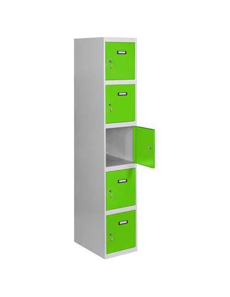 Armario Taquilla SIMON LOCKER Profesional dism.5 puerta 1/5 400 in Gris/Verde