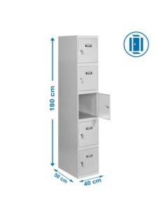 Armario Metálico SIMONRACK Simonlocker Profesional dism.5 puerta 1/5 400 in gris | Taquilla metálica SimonLocker para vestuarios