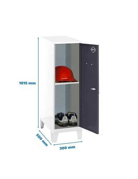 Armario Taquilla Simonlocker dism.mini + ban. 915x300x500+pies b/an | Taquilla metálica SimonLocker para vestuarios y oficinas