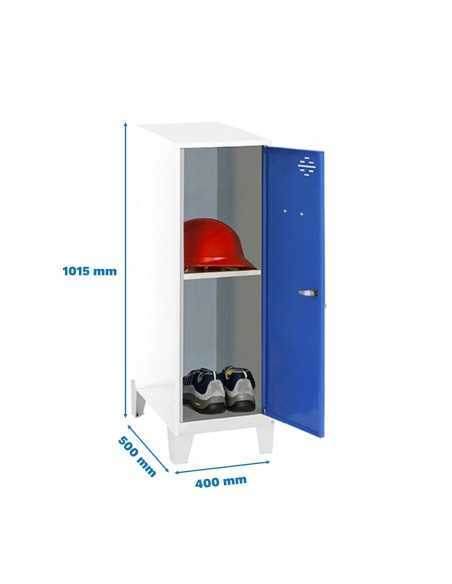 Armario Taquilla Simonlocker dism.mini + ban. 915x400x500+pies b/az | Taquilla metálica SimonLocker para vestuarios y oficinas