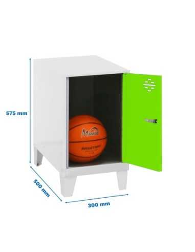 Armario Taquilla Simonlocker dism.mini 475x300x500+pies bla/ver | Taquilla metálica SimonLocker para vestuarios y oficinas